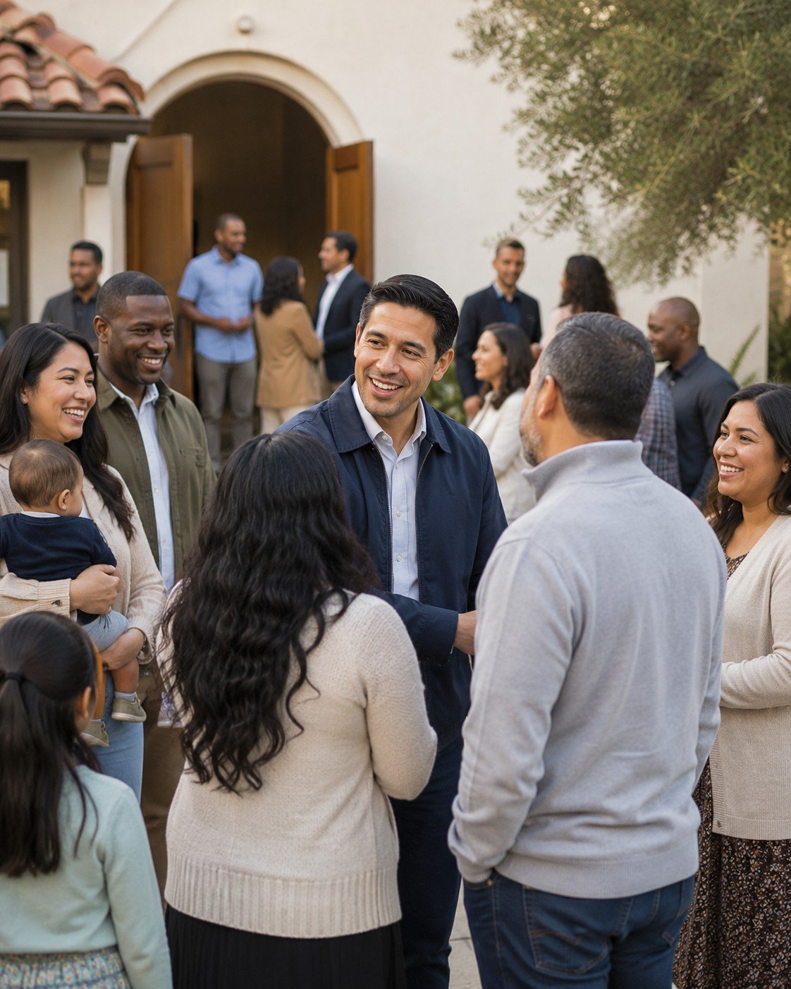 Members of a Bible Church Mission congregation gathered together in community